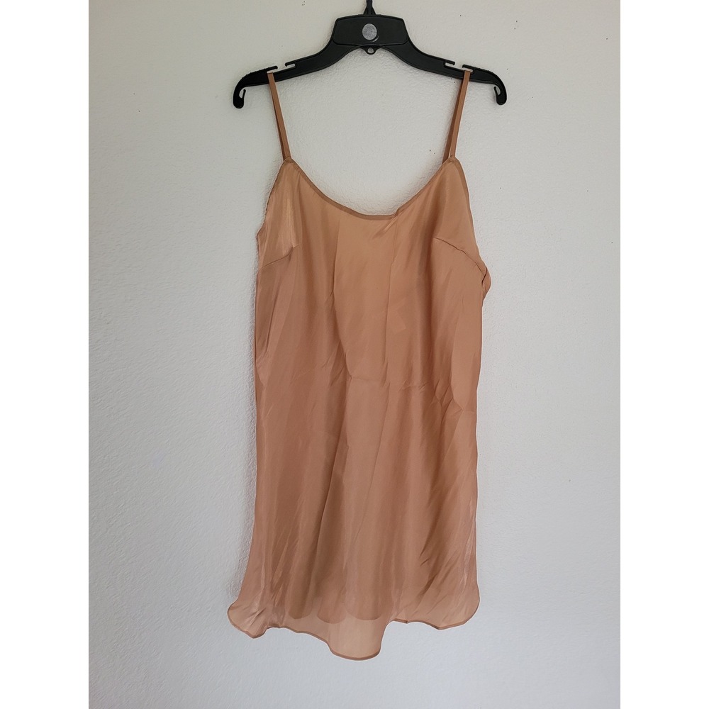 Victoria's Secret Satin Slip Dress Tan Caramel Adjustable Straps Large NEW #12‎